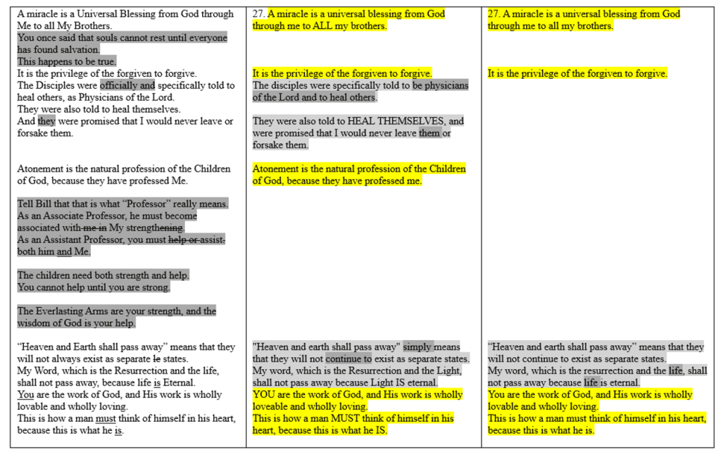 Sentence-by-sentence comparison of the editing of a sample chapter, part two